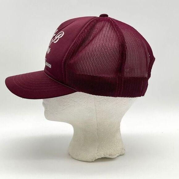 B&B Auto Parts Mechanic Adjustable Snapback Trucker Cap Hat Burgundy One Size OS - Picture 3 of 9